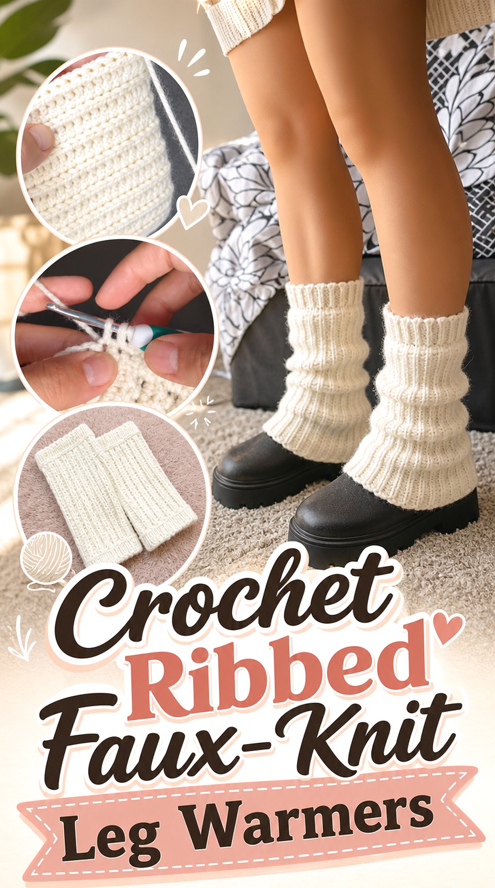 Crochet Ribbed Faux Knit Leg Warmers
