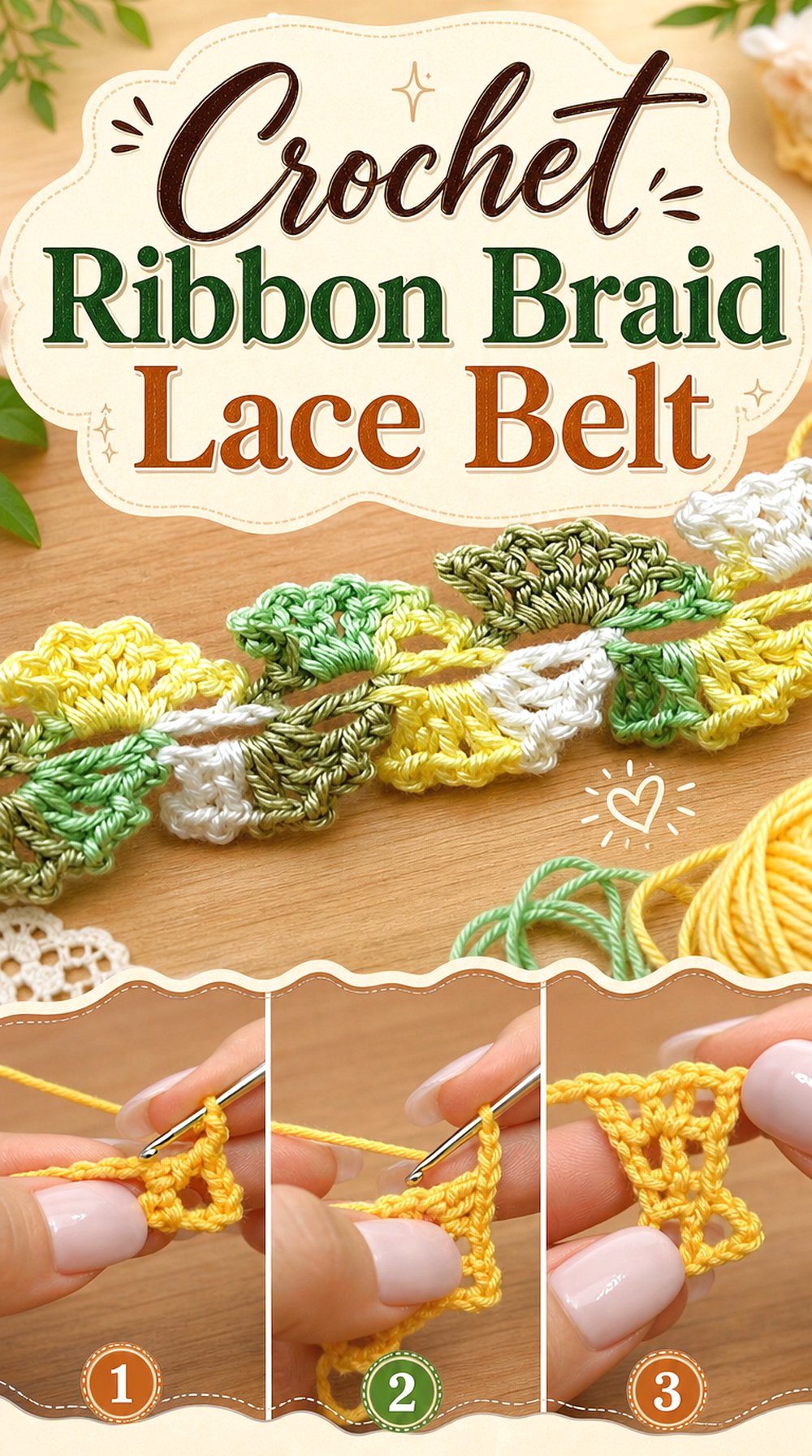 Crochet Ribbon Braid Lace Belt