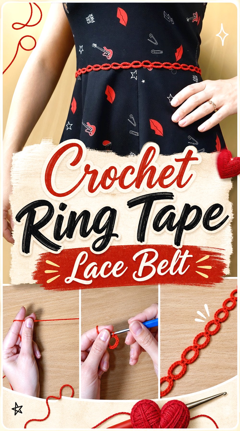 Crochet Ring Tape Lace Belt