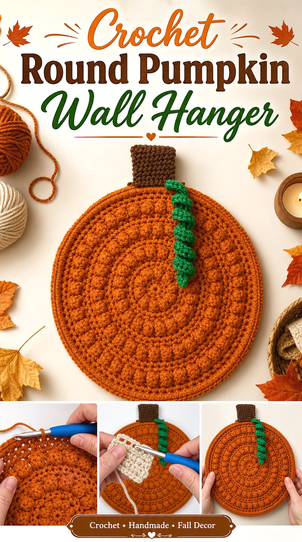 Crochet Round Pumpkin Wall Hanger