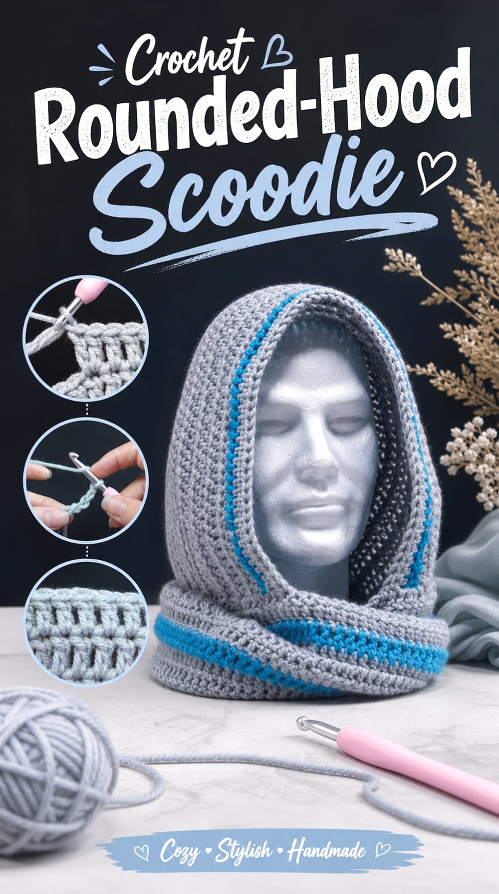 Crochet Rounded Hood Scoodie