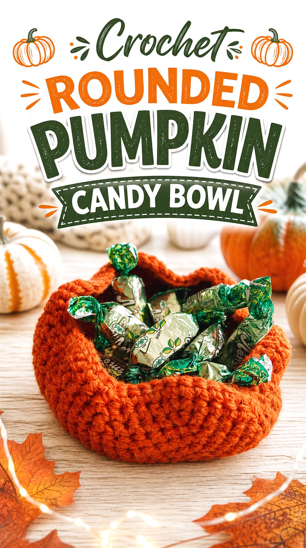 Crochet Rounded Pumpkin Candy Bowl