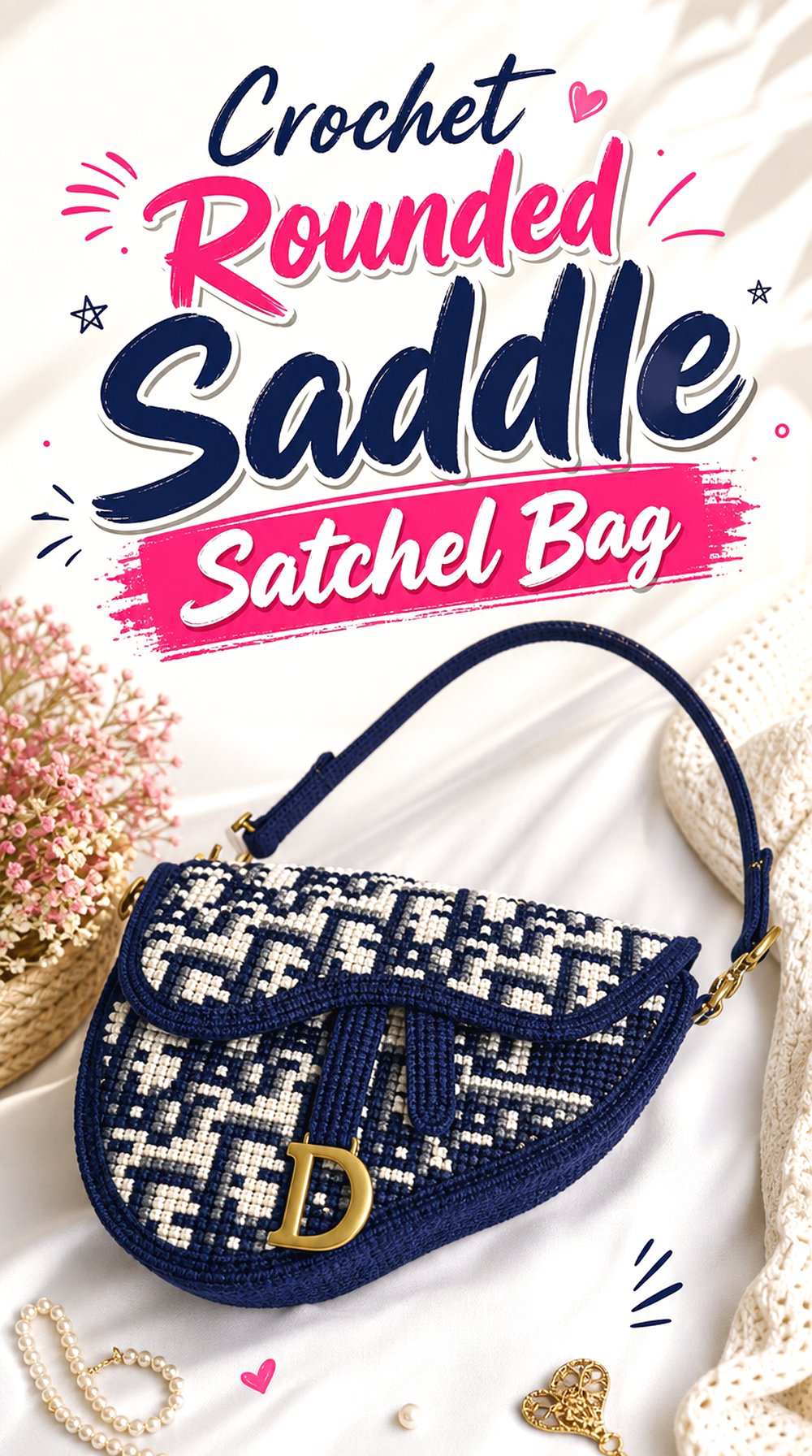 Crochet Rounded Saddle Satchel Bag