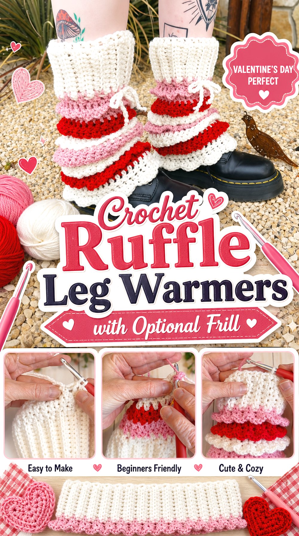 Crochet Ruffle Leg Warmers with Optional Frill