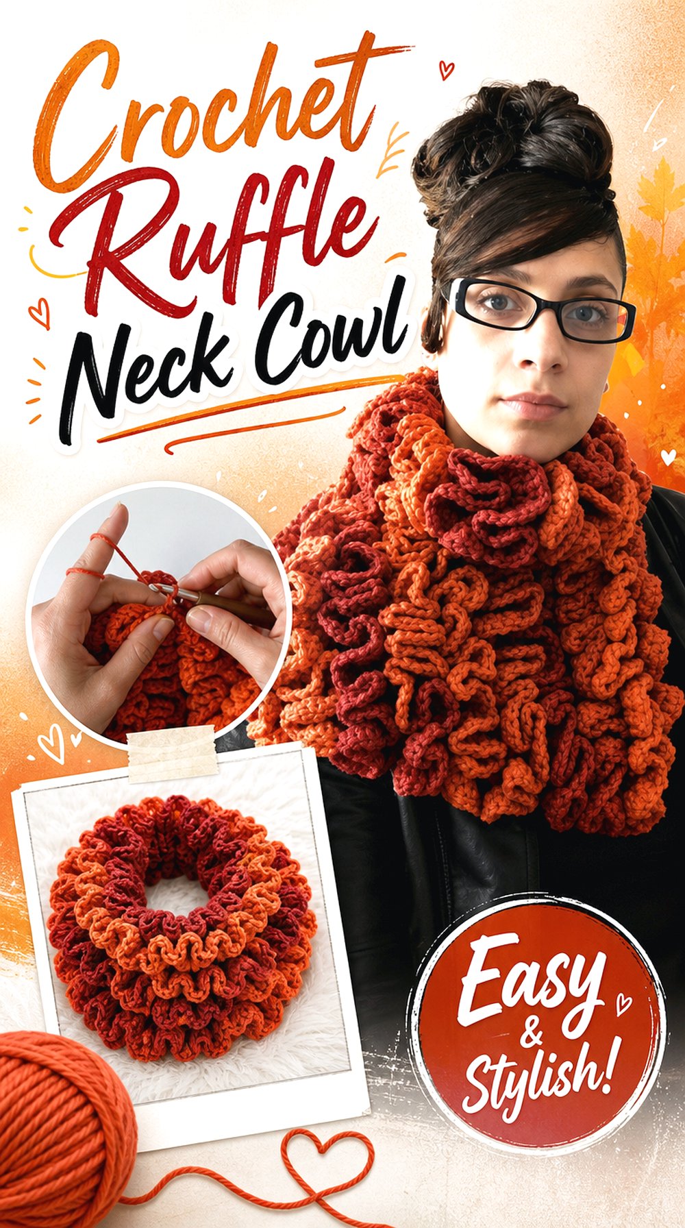 Crochet Ruffle Neck Cowl