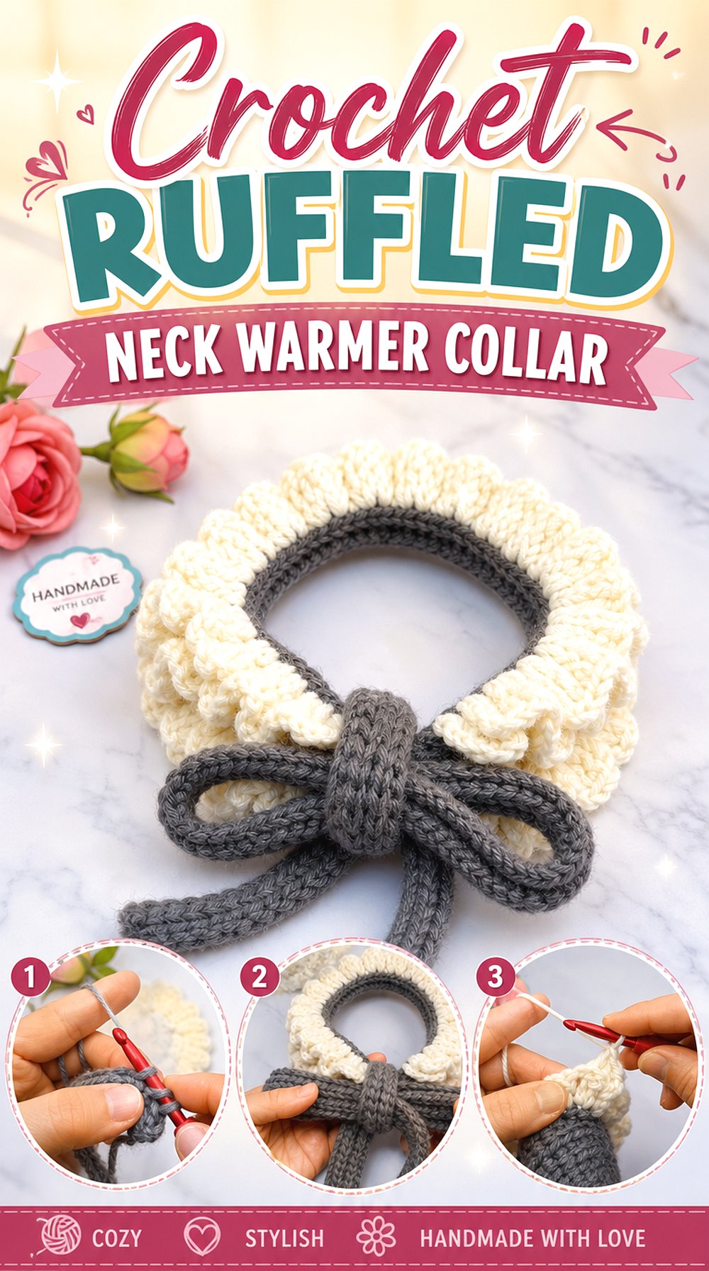 Crochet Ruffled Neck Warmer Collar