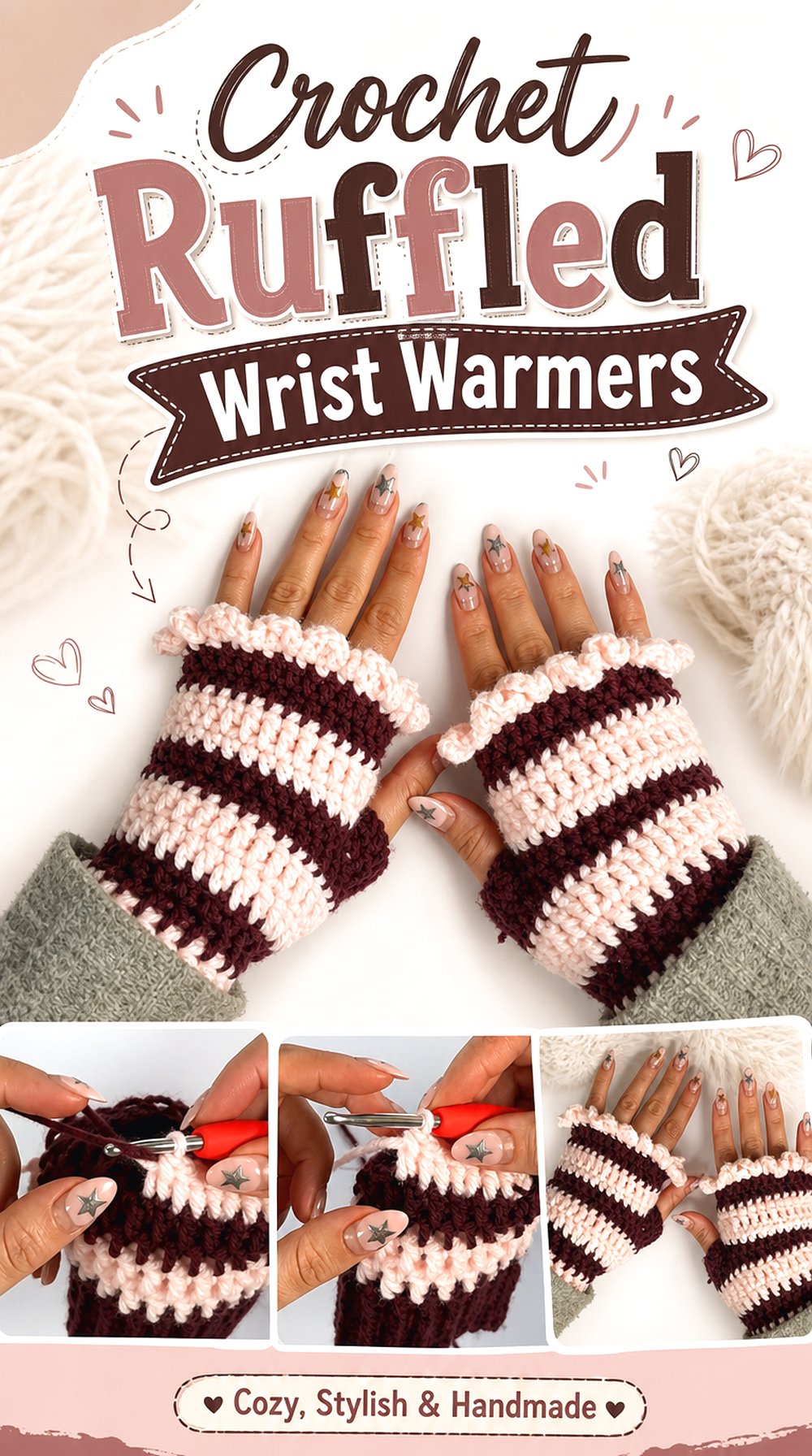 Crochet Ruffled Wrist Warmers