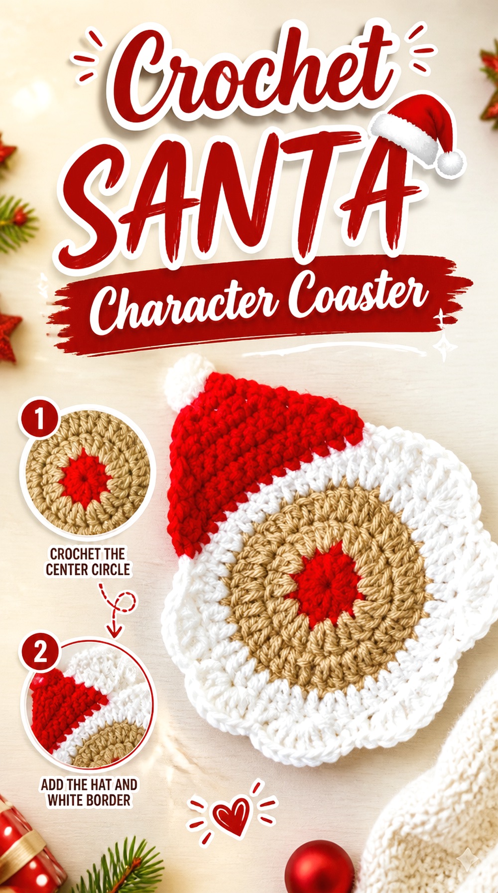 Crochet Santa Character Coaster