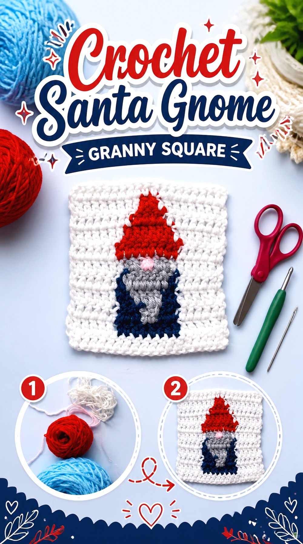 Crochet Santa Gnome Granny Square