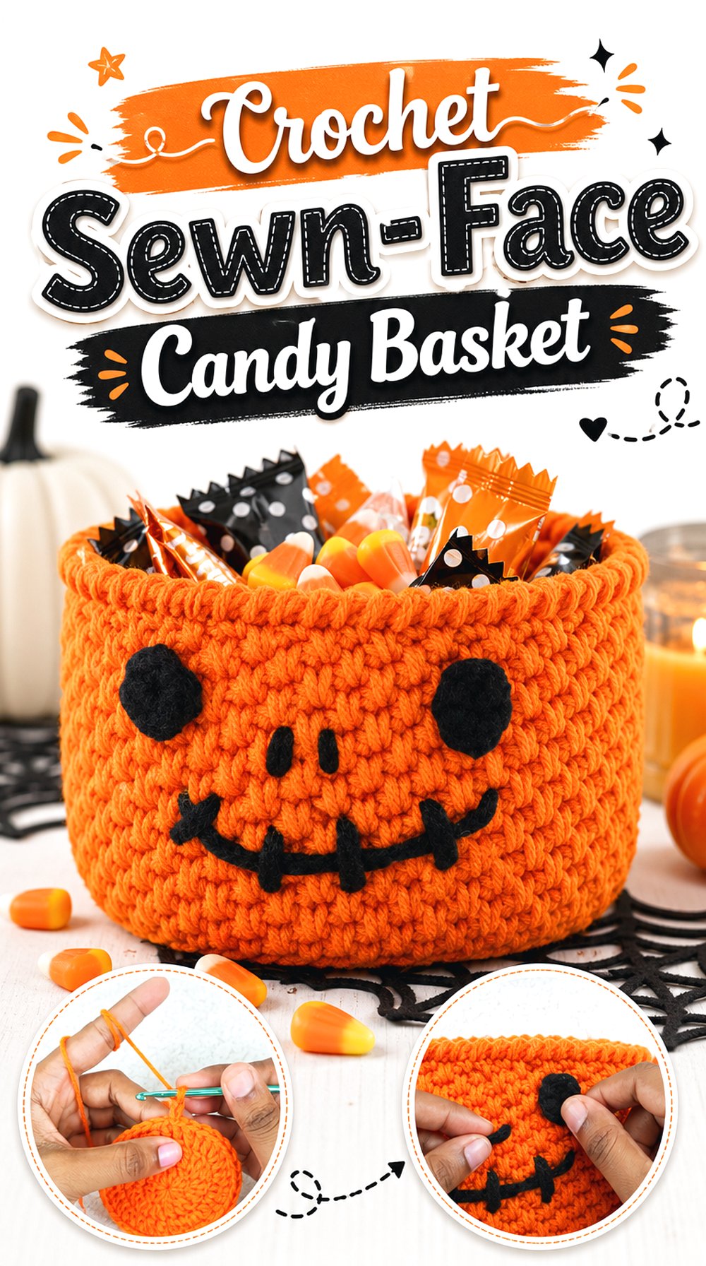Crochet Sewn Face Candy Basket