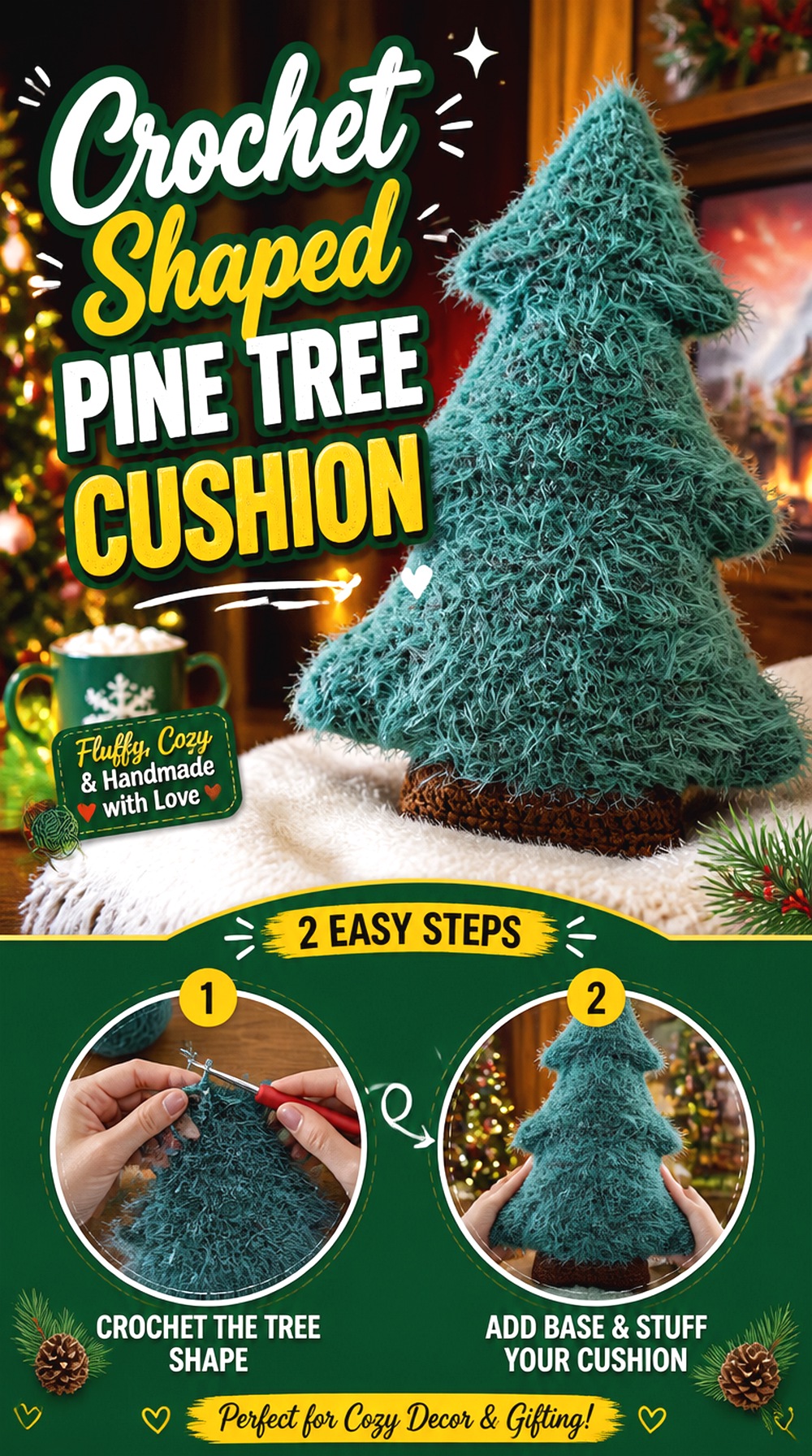 Crochet Shaped Pine Tree Cushion