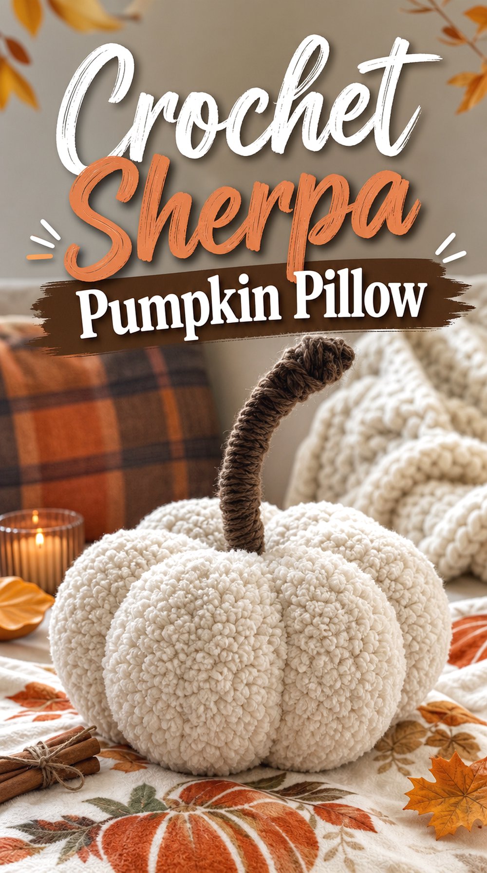 Crochet Sherpa Pumpkin Pillow