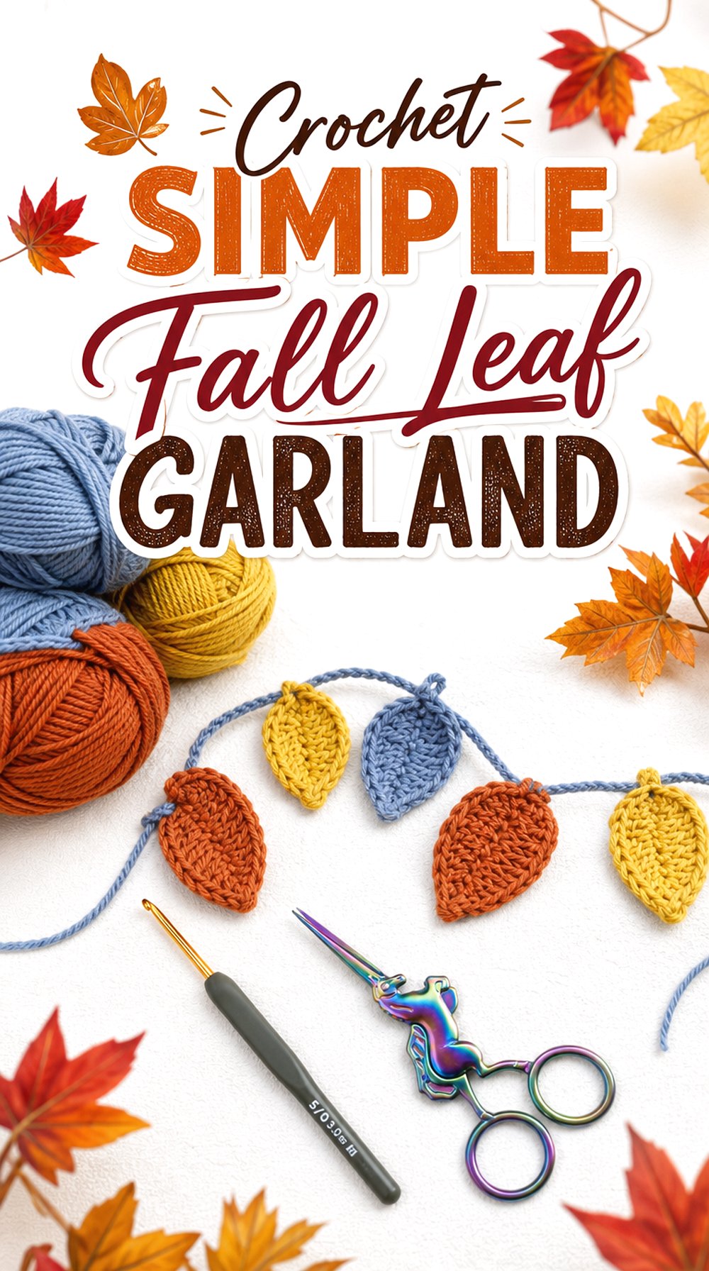 Crochet Simple Fall Leaf Garland