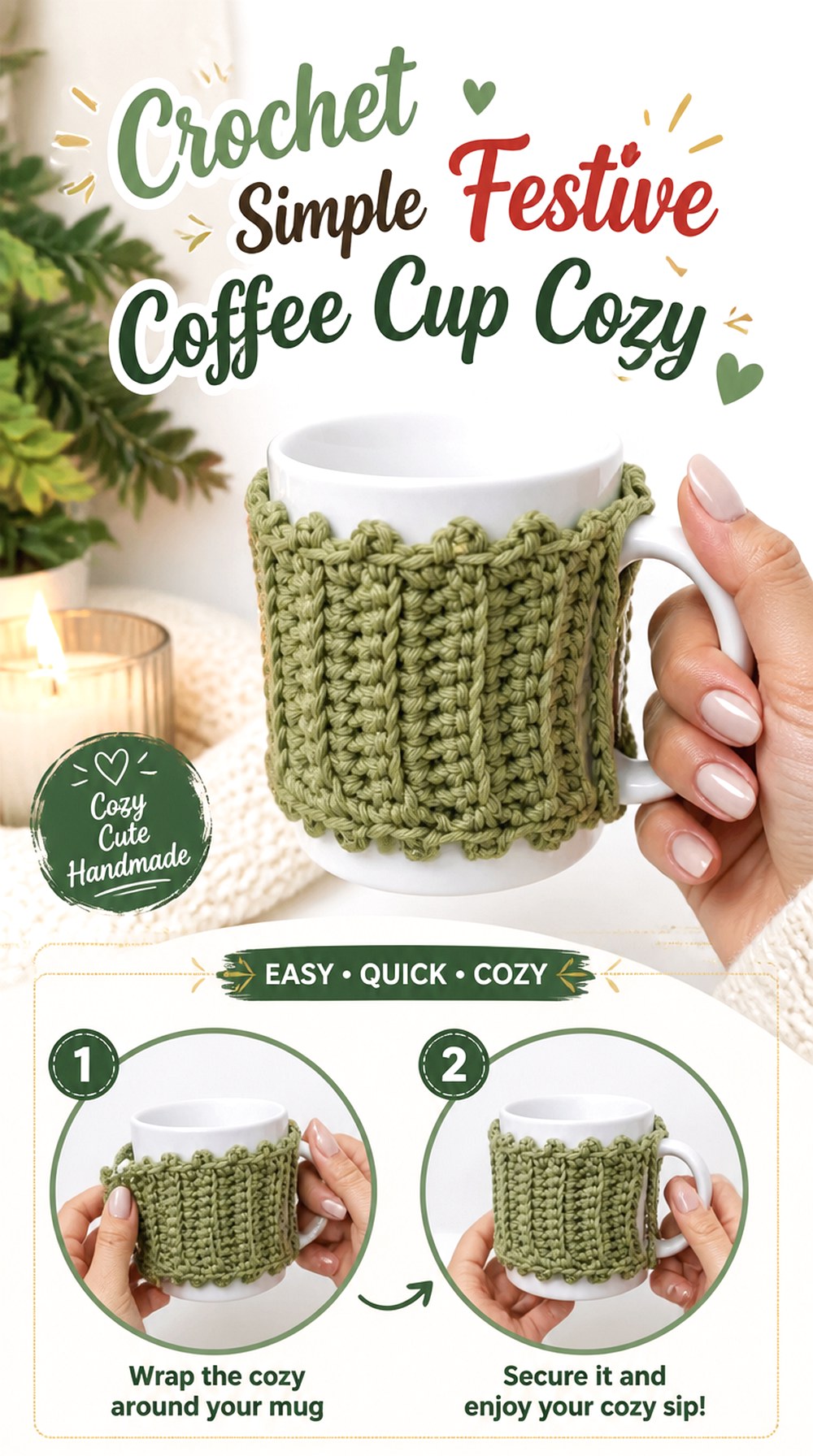 Crochet Simple Festive Coffee Cup Cozy