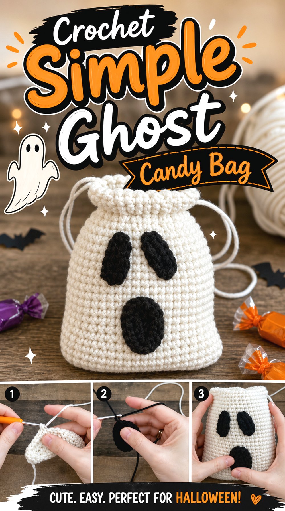 Crochet Simple Ghost Candy Bag