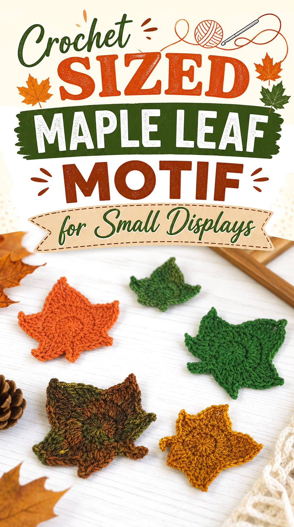 Crochet Sized Maple Leaf Motif for Small Displays