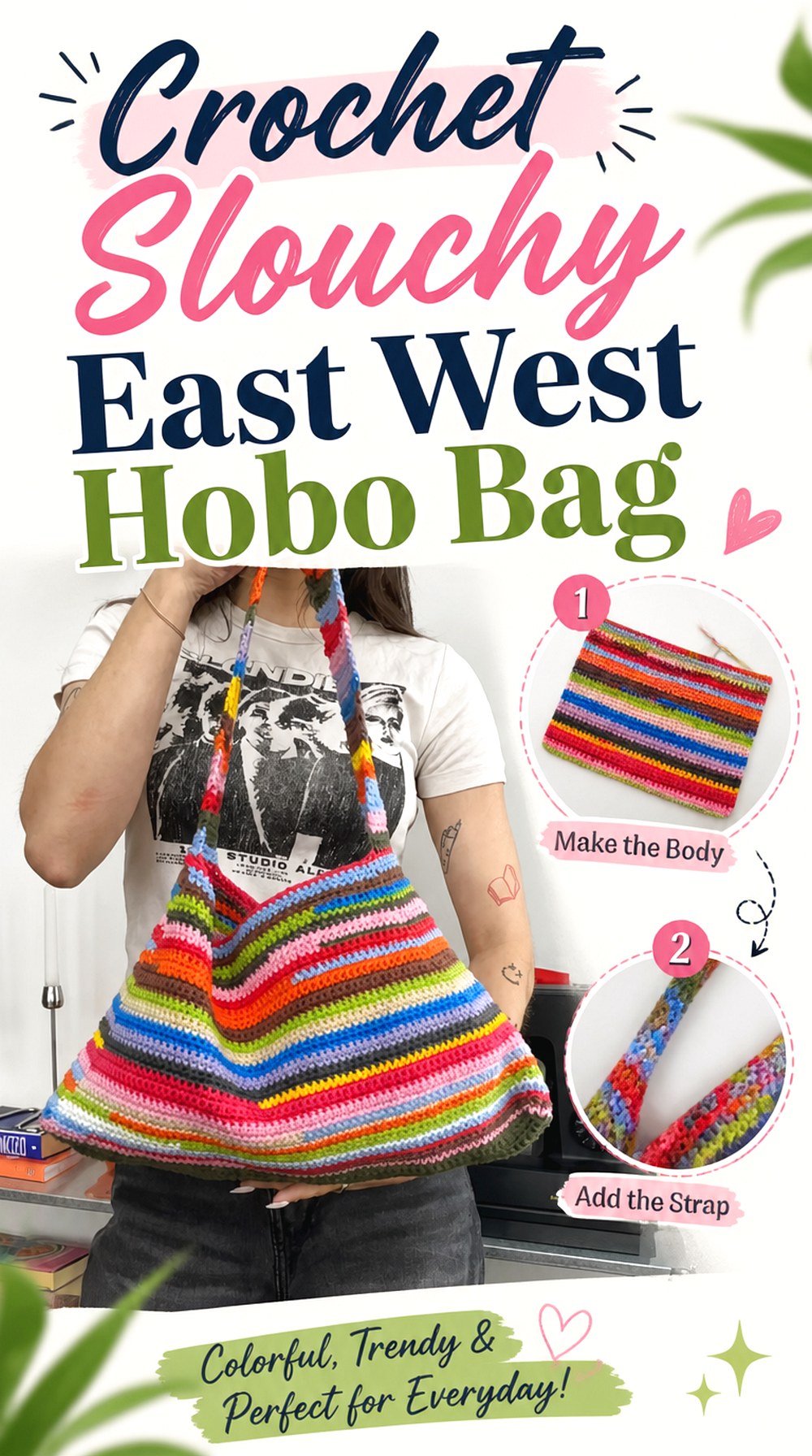 Crochet Slouchy East West Hobo Bag