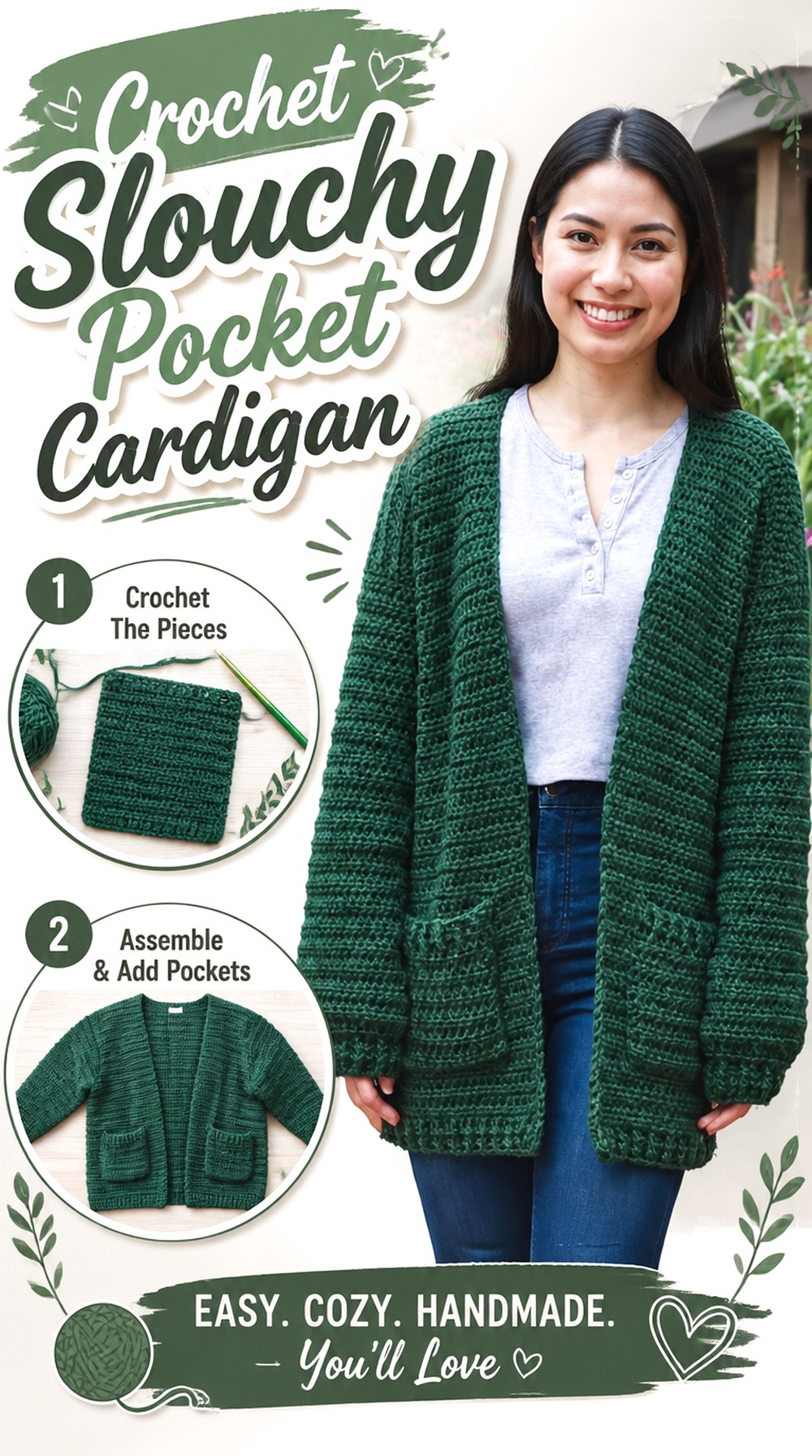 Crochet Slouchy Pocket Cardigan