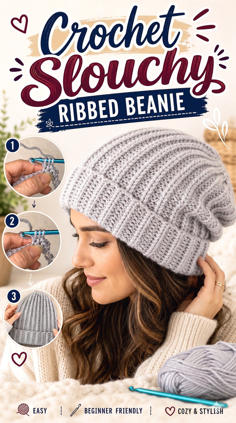 Crochet Slouchy Ribbed Beanie