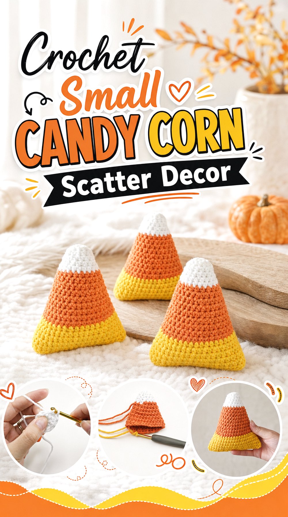 Crochet Small Candy Corn Scatter Decor
