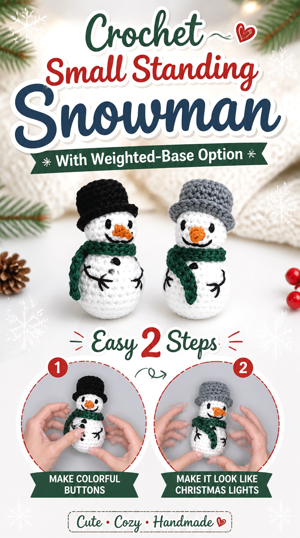 Crochet Small Standing Snowman With Weighted Base Option