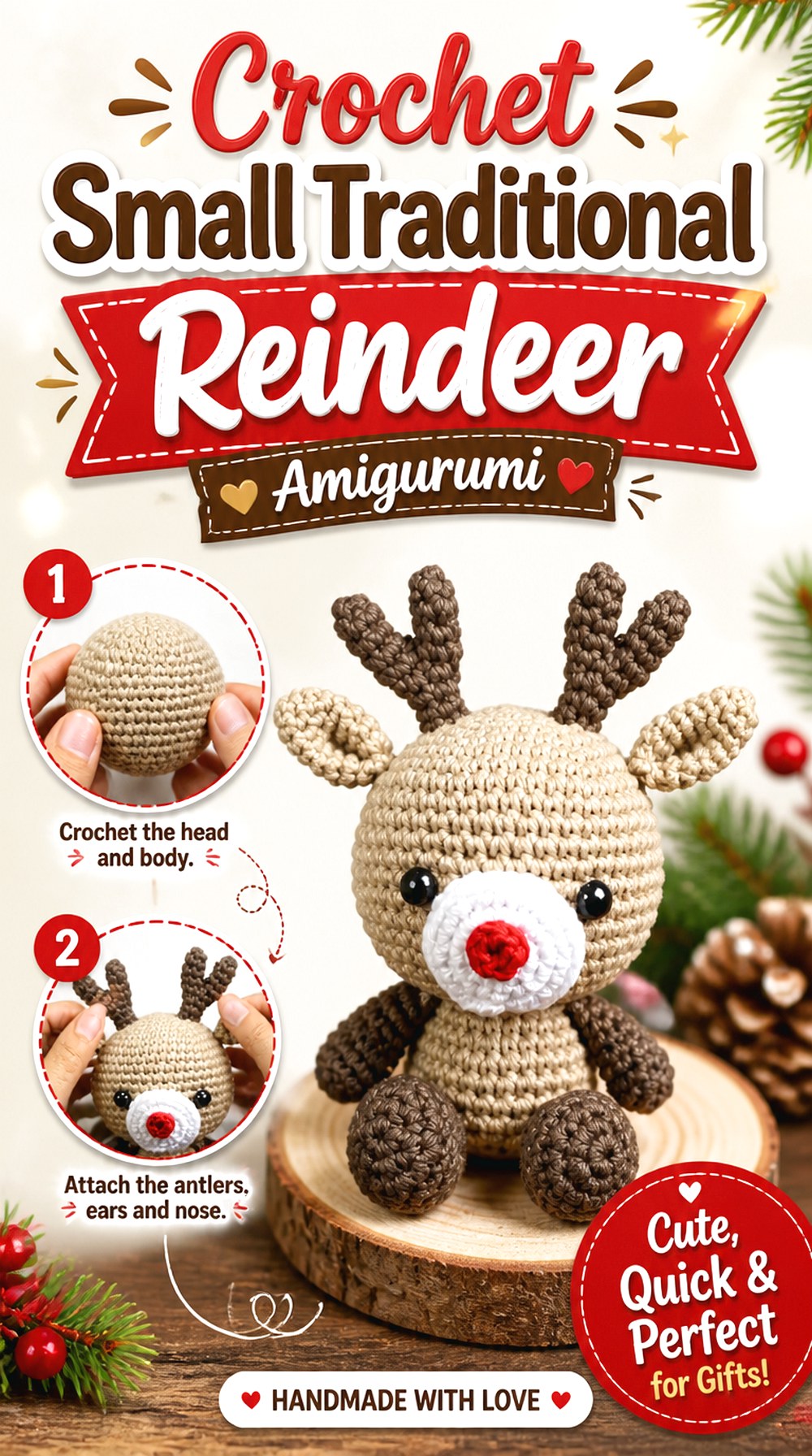 Crochet Small Traditional Reindeer Amigurumi