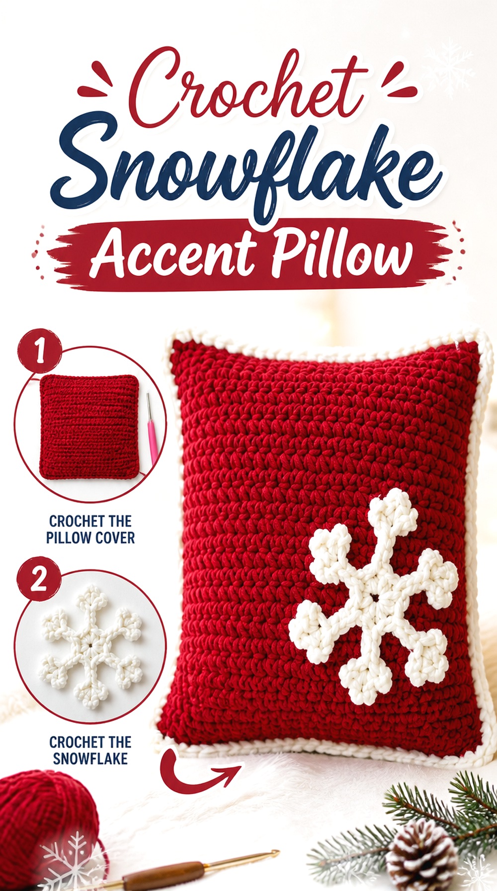 Crochet Snowflake Accent Pillow