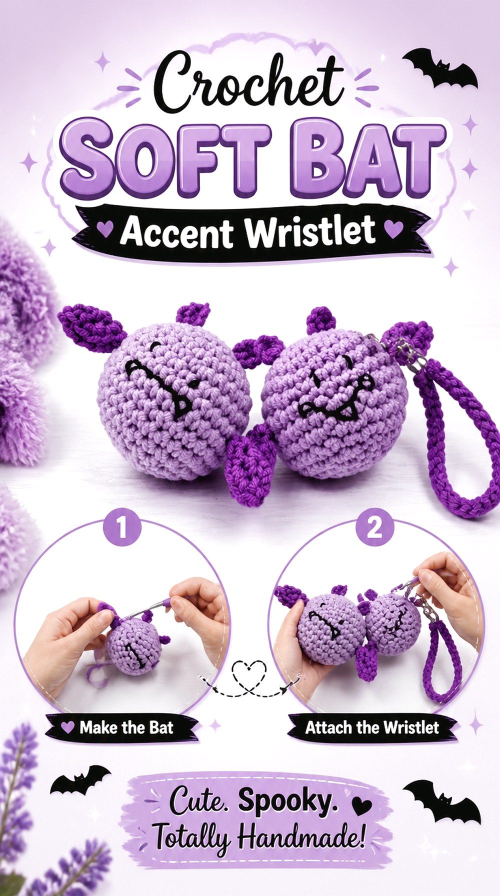 Crochet Soft Bat Accent Wristlet