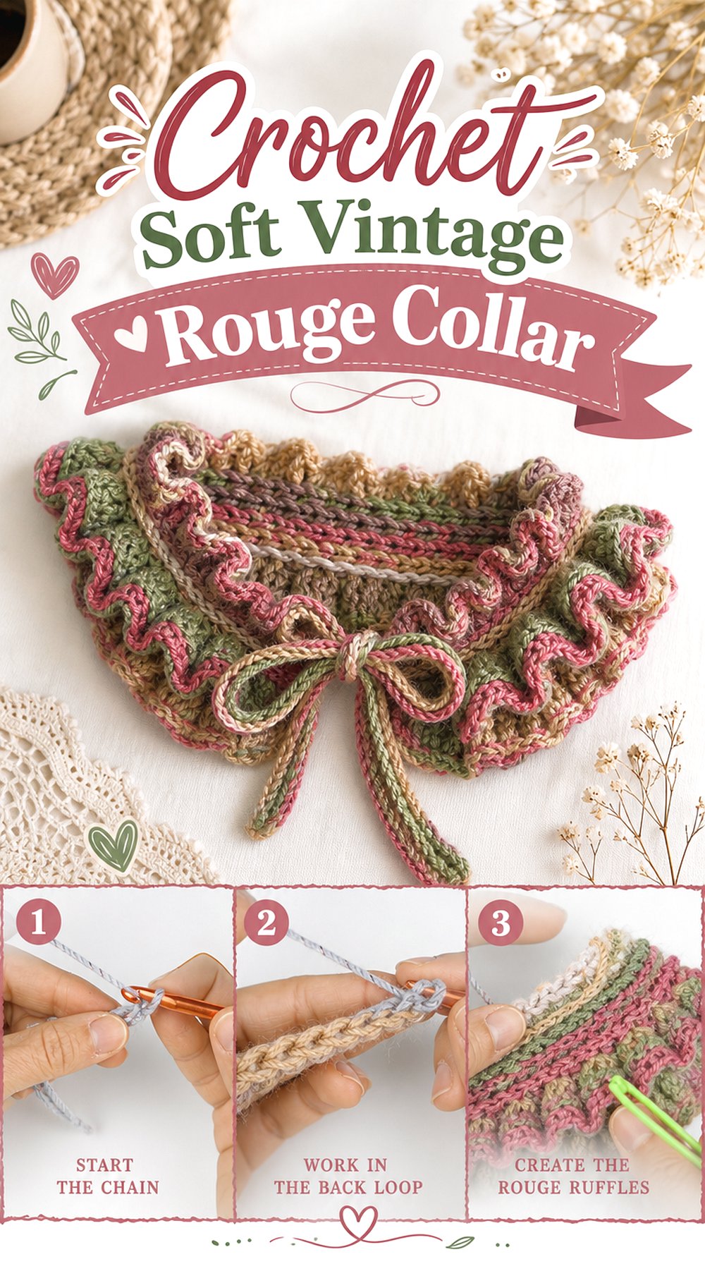 Crochet Soft Vintage Rouge Collar
