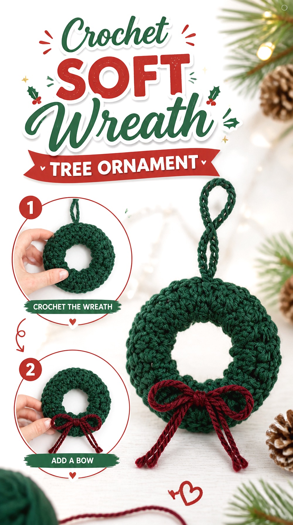 Crochet Soft Wreath Tree Ornament