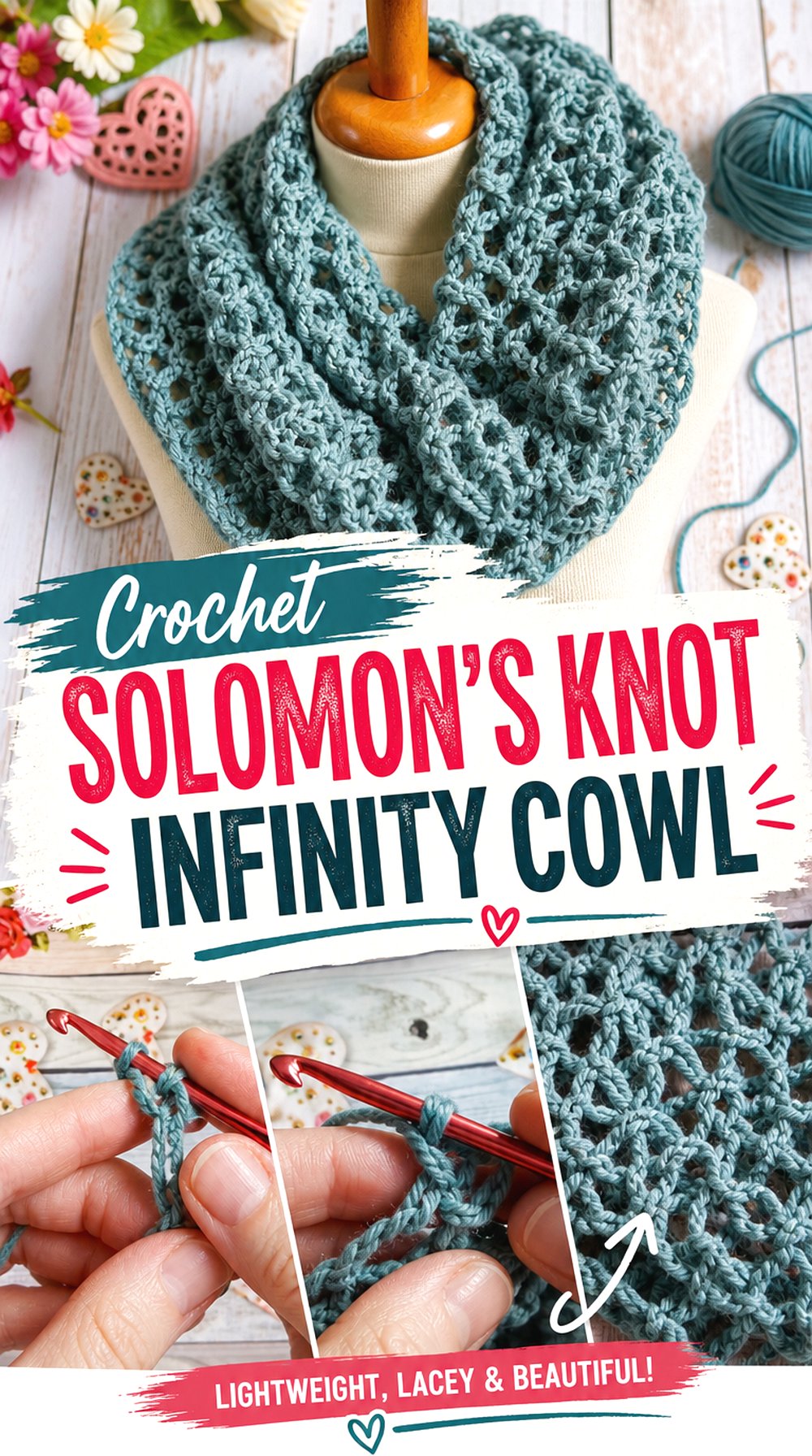 Crochet Solomon’s Knot Infinity Cowl
