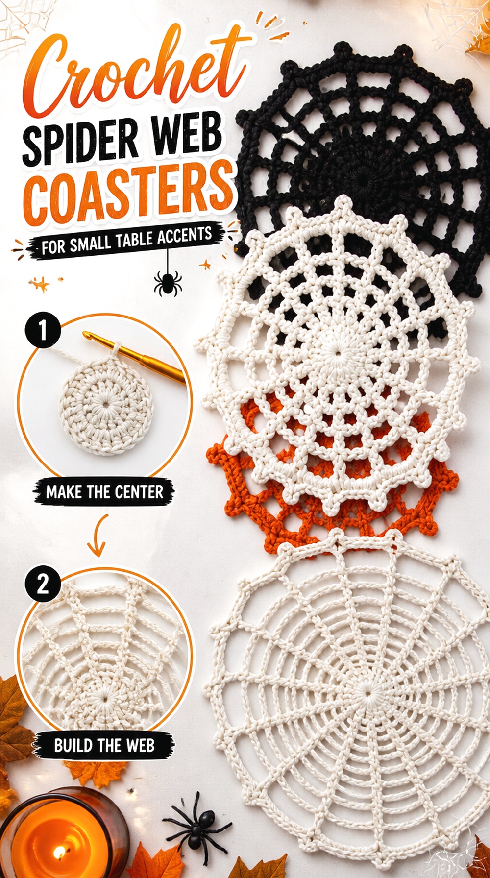 Crochet Spider Web Coasters for Small Table Accents