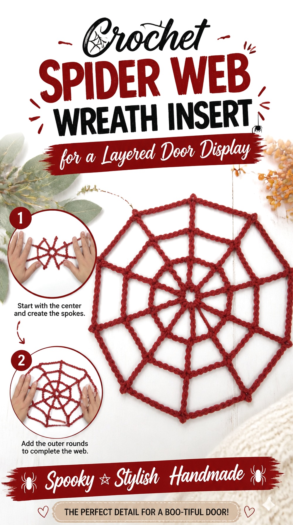 Crochet Spider Web Wreath Insert for a Layered Door Display