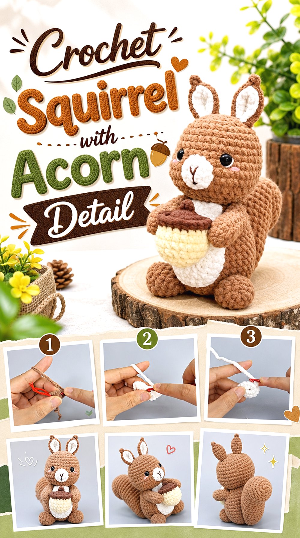 Crochet Squirrel with Acorn Detail