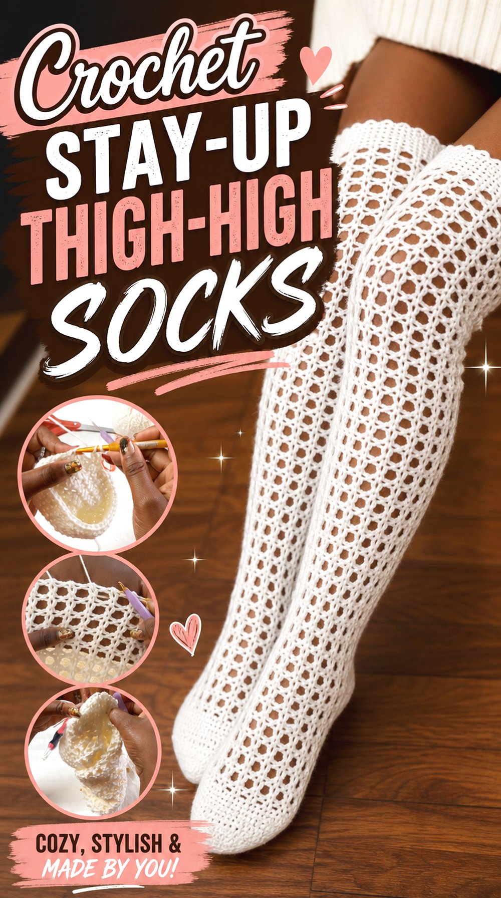 Crochet Stay Up Thigh High Socks