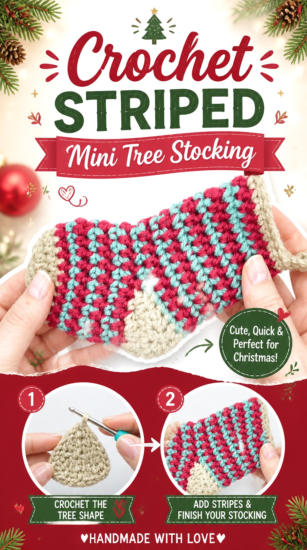 Crochet Striped Mini Tree Stocking