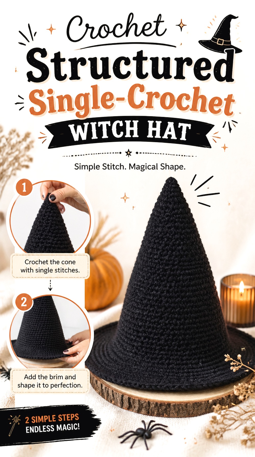 Crochet Structured Single Crochet Witch Hat