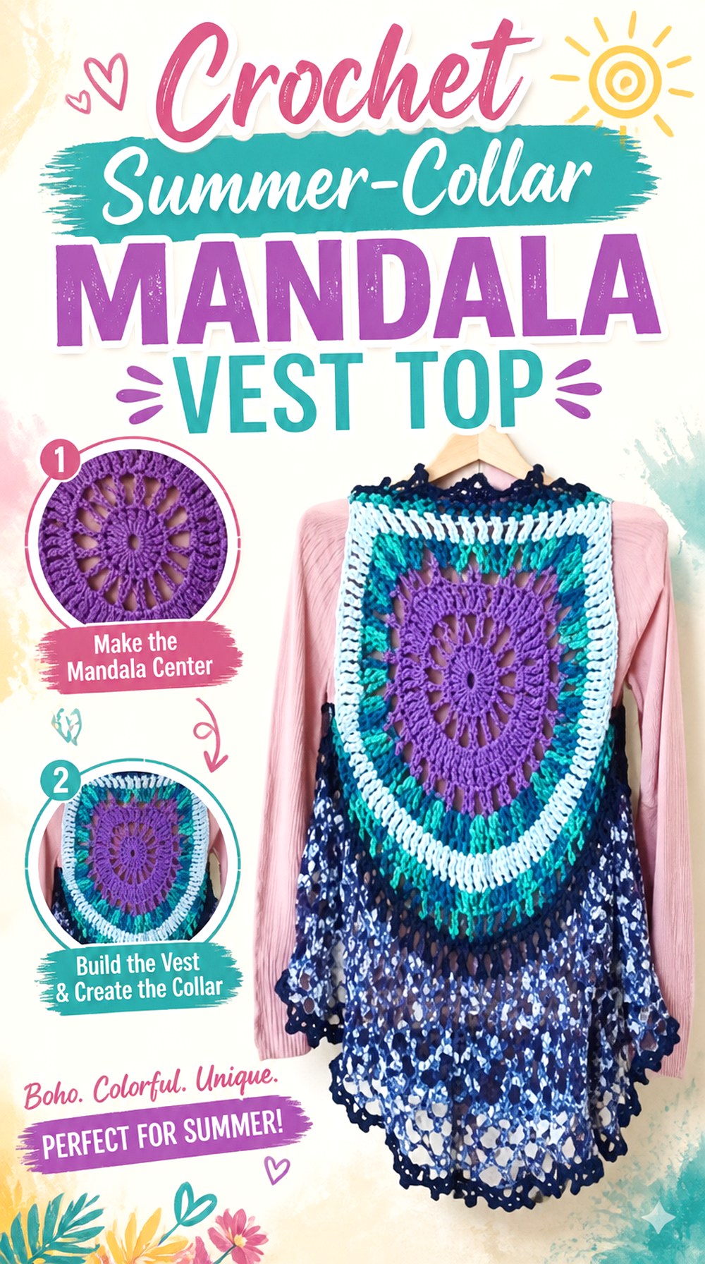 Crochet Summer Collar Mandala Vest Top