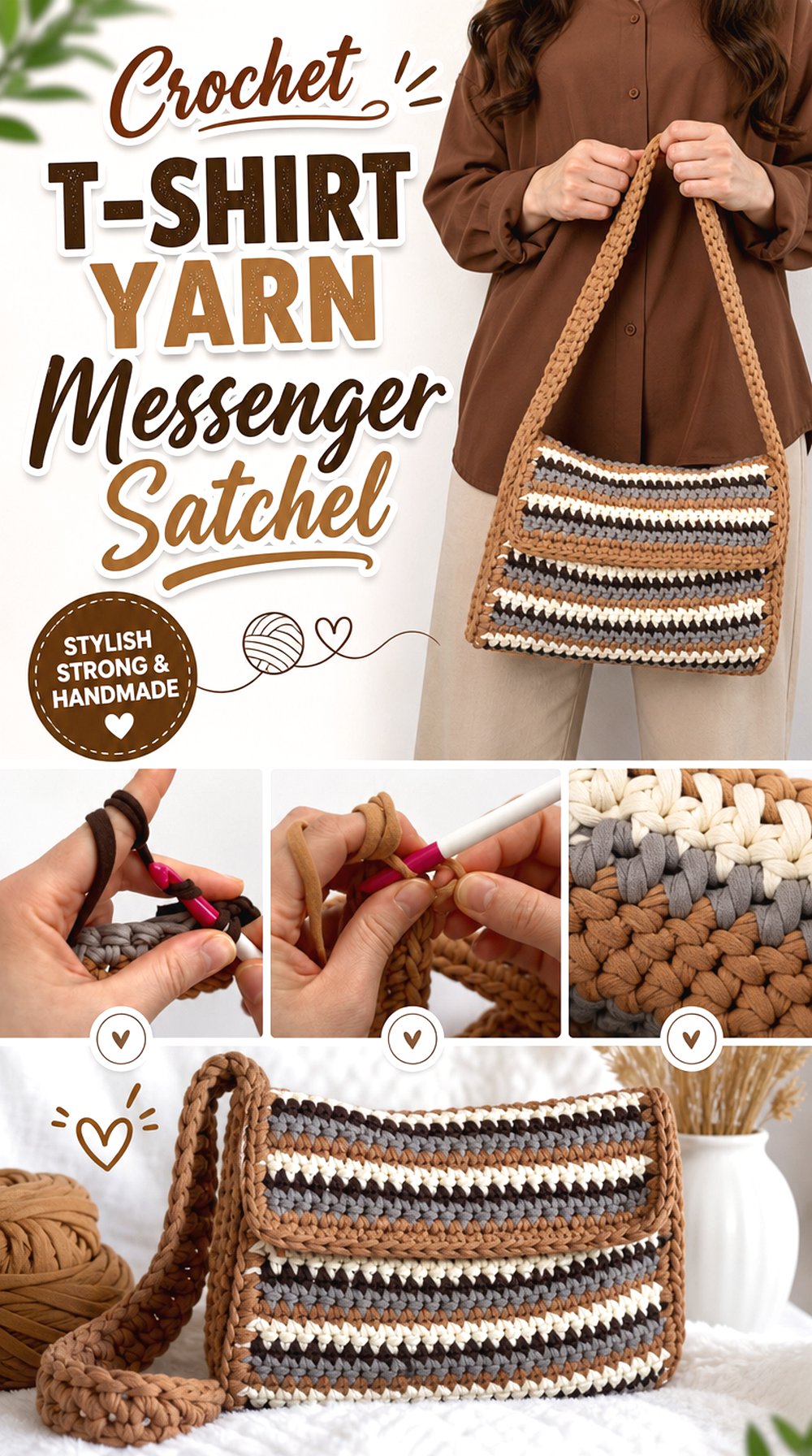 Crochet T Shirt Yarn Messenger Satchel