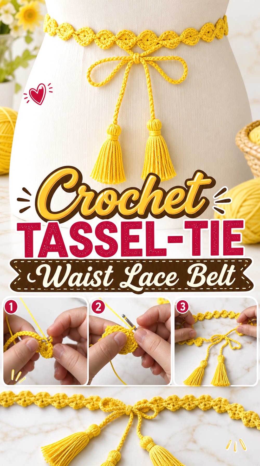 Crochet Tassel Tie Waist Lace Belt