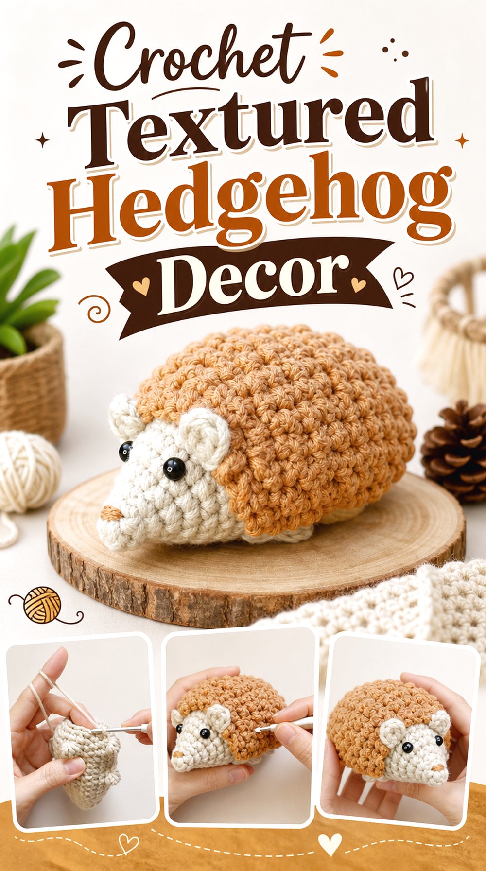 Crochet Textured Hedgehog Decor