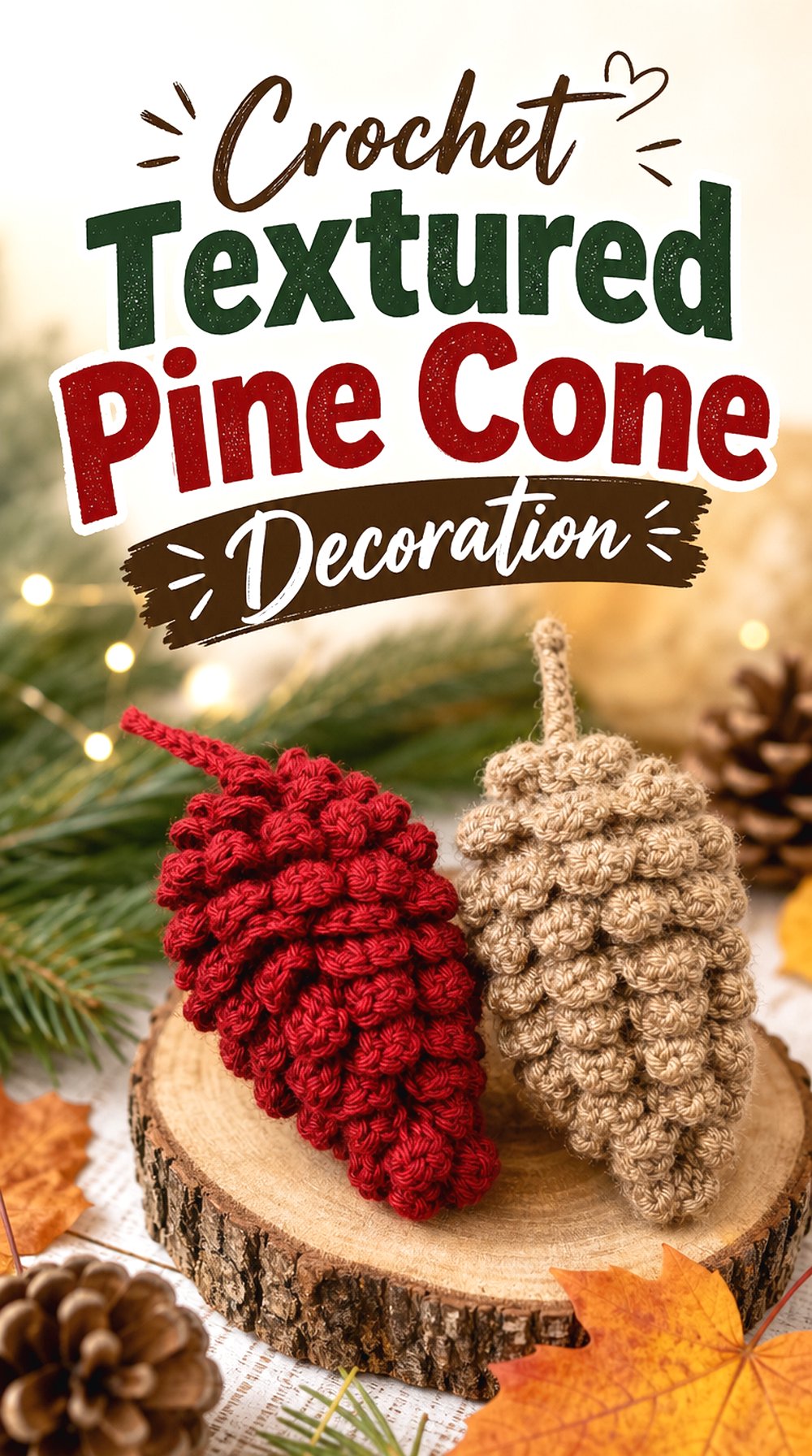 Crochet Textured Pine Cone Decoration