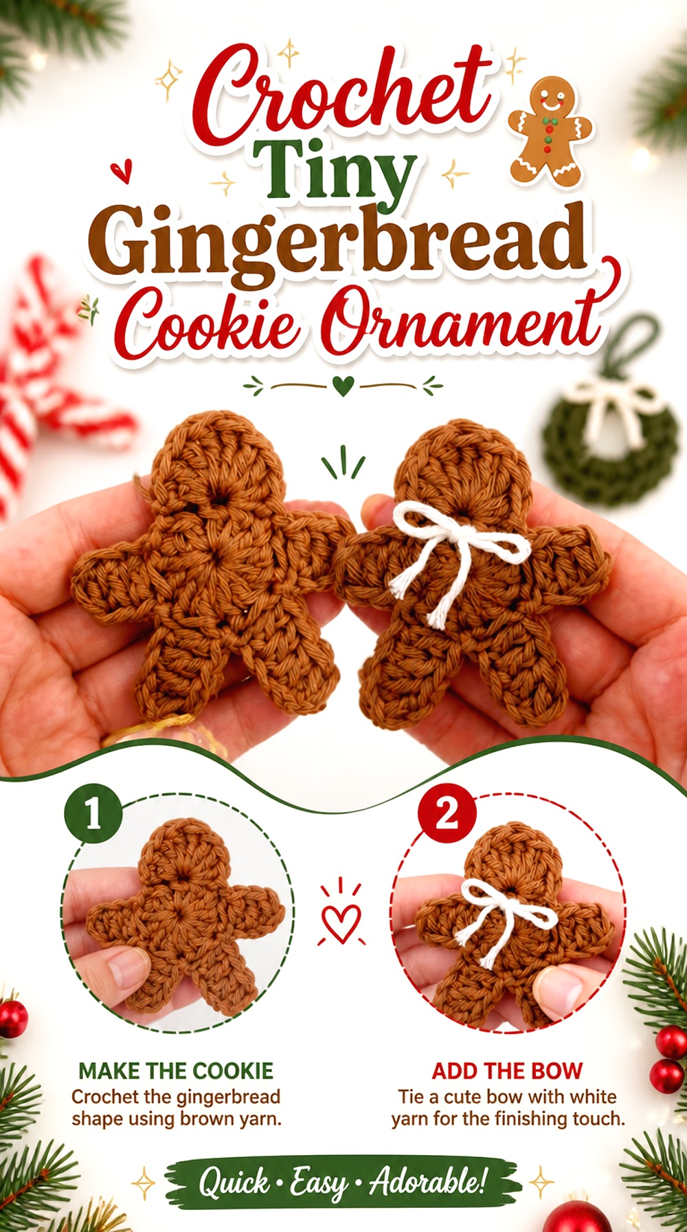 Crochet Tiny Gingerbread Cookie Ornament