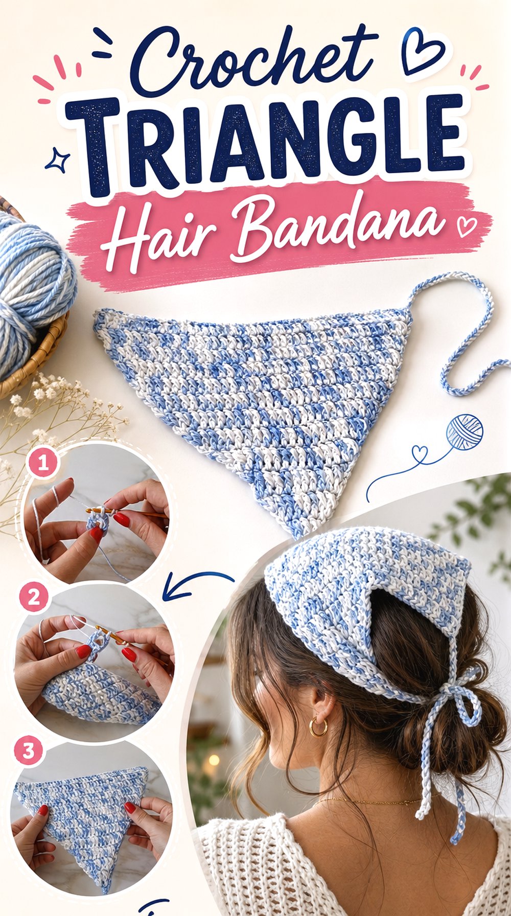 Crochet Triangle Hair Bandana