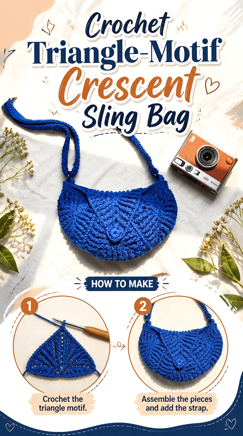 Crochet Triangle Motif Crescent Sling Bag
