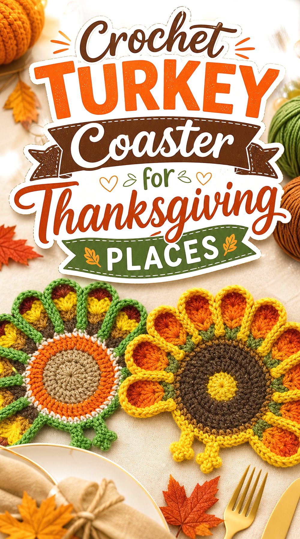 Crochet Turkey Coaster for Thanksgiving Places
