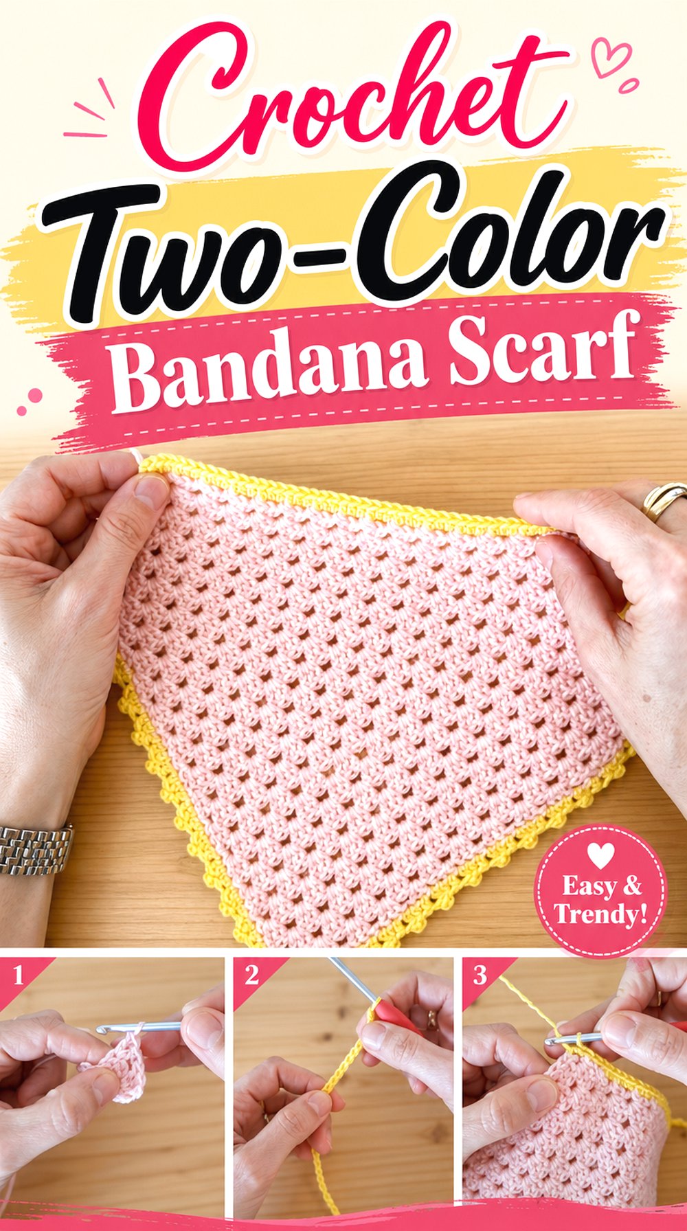Crochet Two Color Bandana Scarf