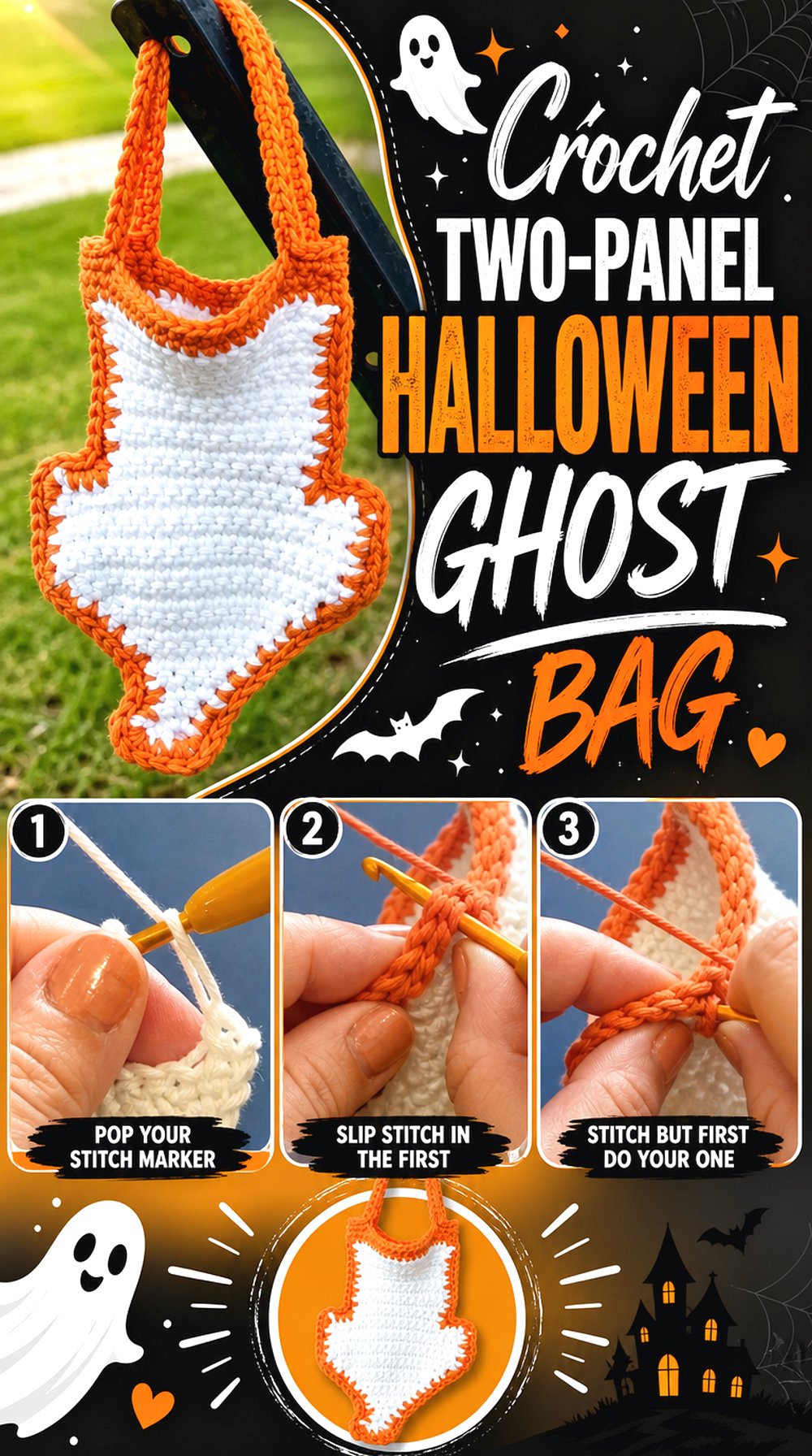 Crochet Two Panel Halloween Ghost Bag