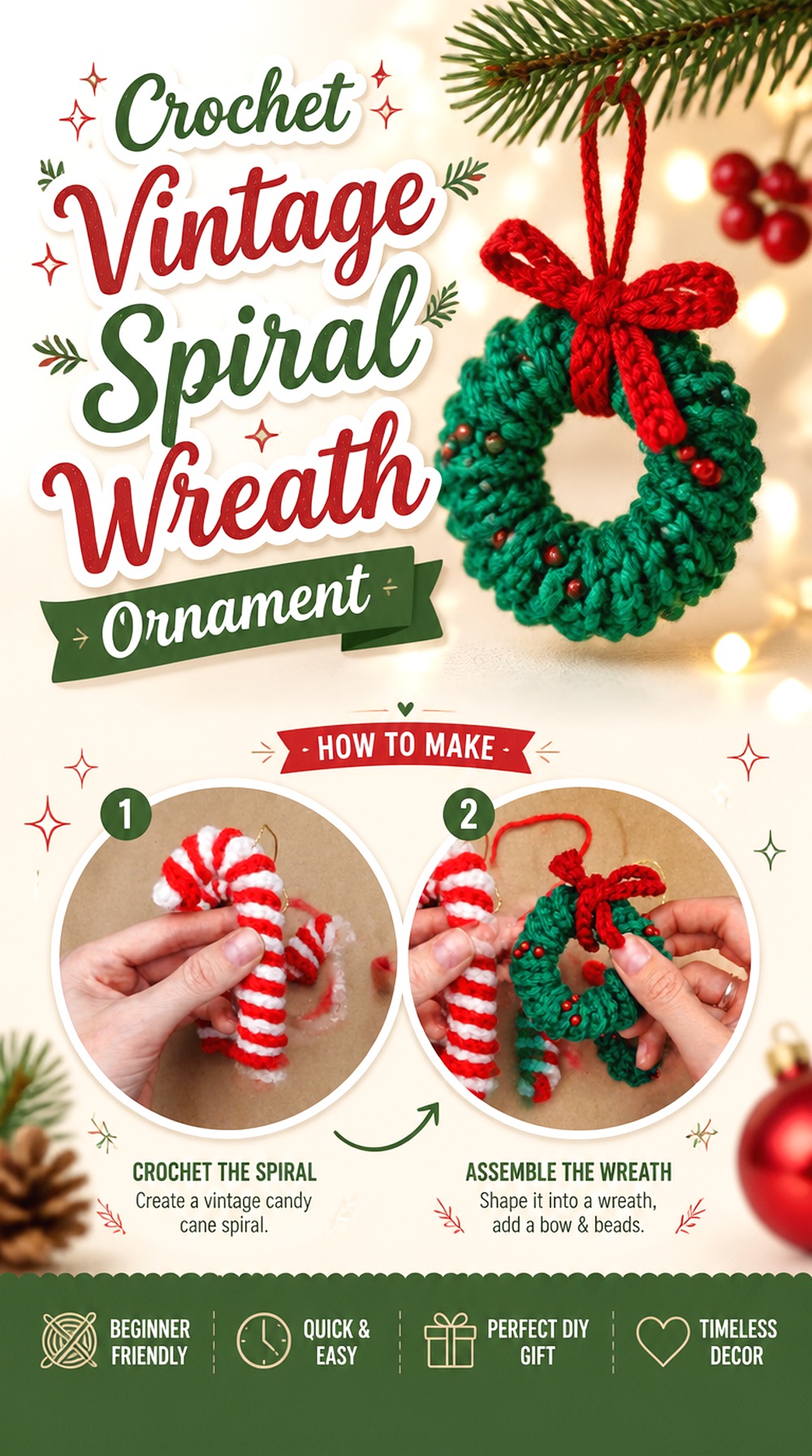 Crochet Vintage Spiral Wreath Ornament