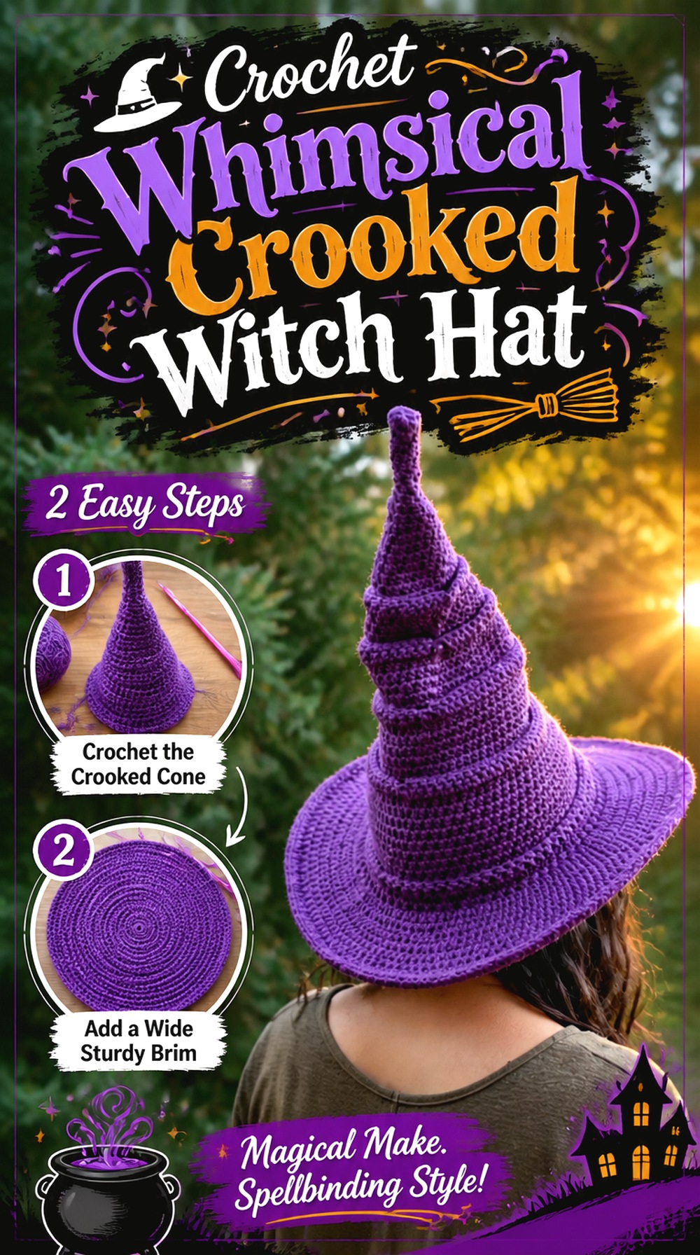 Crochet Whimsical Crooked Witch Hat
